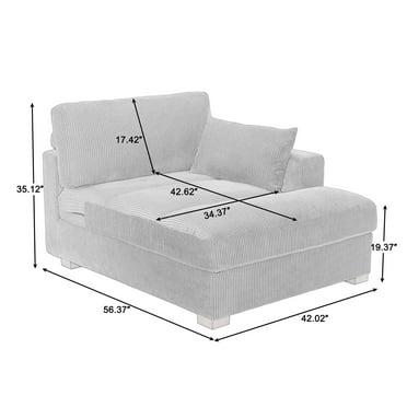 DREAMSIDEA Modern Corduroy L-Shaped Sofa Chaise Lounge Couch Light Grey/Right - Right Facing