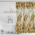 thumbnail image 3 of Sunflower Shower Curtain, Waterproof Shower Curtains for Bathroom, Vintage Bee Gnomes Farmhouse Beige Leaf Washable Fabric Bathtub Curtain Set Bath Decor with 12 Hooks Long 72"x84", 3 of 8