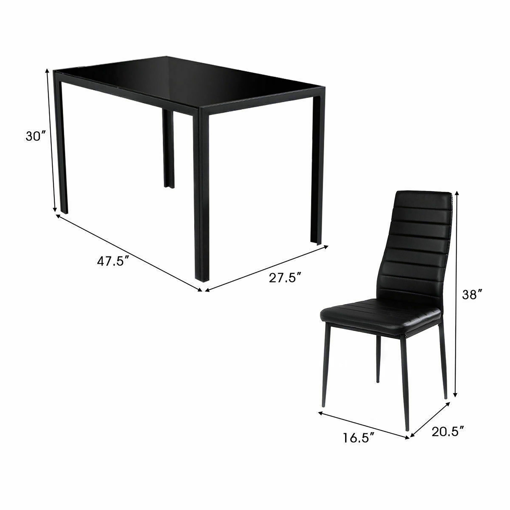 Costway 5 Pieces Metal Dining Set with Table and 4 Chairs in Black