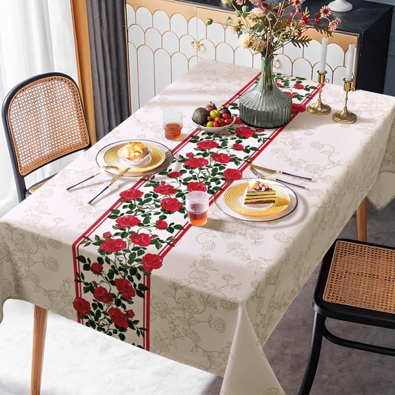 Yastouay Floral Spring Tablecloth Rectangle Flower Table Cloth for Kitchen Romantic Dinner 60" x 84", Polyester Fabric