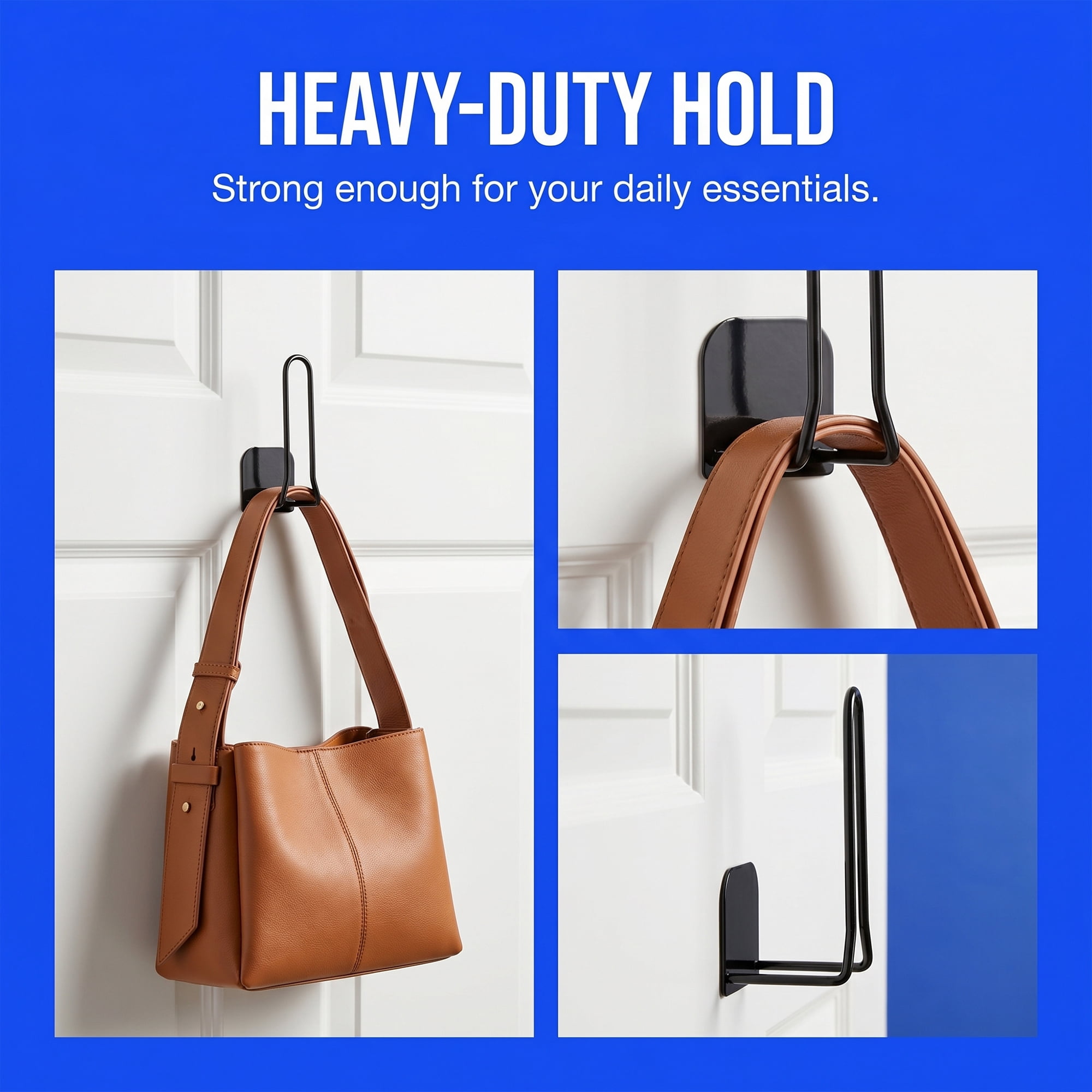 Unique Bargains Utility Hooks 8Pcs Metal Durable Wall Hooks for Kitchen Black1