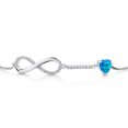 thumbnail image 3 of Gem Stone King 925 Sterling Silver Simulated Blue Opal and White Moissanite Bracelet for Women | 0.88 Cttw | Gemstone October Birthstone | Heart Shape 6MM | Fully Adjustable 9 inch, 3 of 7