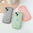 thumbnail image 2 of Glitter Shell Pattern Bling Sparkling Curly Wave Frame Clear Soft Compatible with iPhone Case (Green,iPhone 14 Pro), 2 of 10