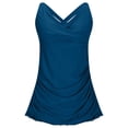 thumbnail image 5 of Women Tankini Swimdress Tummy Control Bathing Suit Simple Tankini Tops Bikini Bottoms Twist Ruffles Navy S, 5 of 5