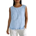 thumbnail image 2 of PNTUTB Stylish Women's Sleeveless Tops Casual Solid-Color Crew-Neck Tank Tops Lace-Hem Tank Tops with Back Tie Simple Versatile Loose Tank Tops, 2 of 6