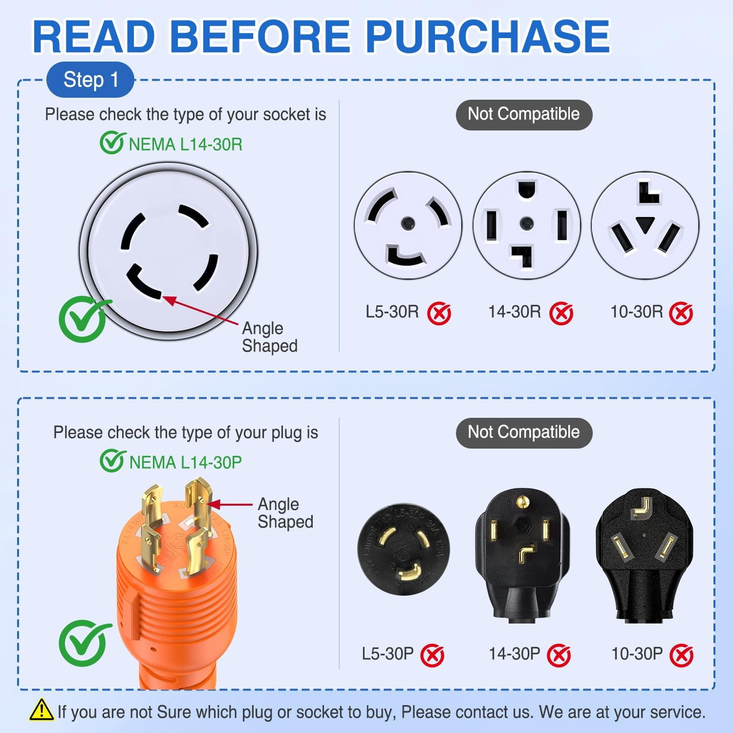 Nilight 4 Prong 30 Amp Generator Splitter Y Adapter Cord NEMA L14-30P L14-30R 125/250V 7500W Locking Power Cable 10 AWG STW Wire ETL Listed for Manual Transfer Switch Generators RV Camper Outdoor