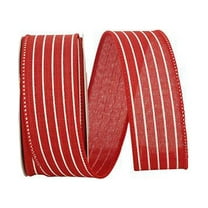 Reliant Ribbon - 93405W-065-09H, Thin Stripe Linen Solid Wired Edge Ribbon, Red, 1-1/2 Inch, 20 Yards