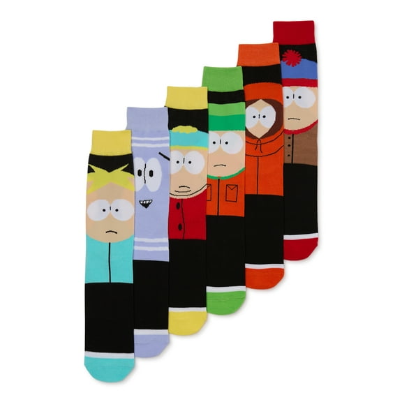 South Park Men’s Character Crew Socks, 6-Pack, Sizes 8-12