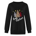 thumbnail image 3 of Gibobby Suéteres para mujer Diario Navidad de nieve Estampado O Cuello Sudadera Cuello Rojoondo Ajuste Suéter Tops Casual Manga larga Camisas de entrenamiento Blusa suelta (Negro, S), 3 of 4