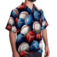 thumbnail image 2 of Baseball Men's Short Sleeve Button Down Casual Poplin Shirts for Summer Beach, Printed Design - Unisex, 2 of 6