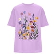 thumbnail image 4 of Graphic Tennis Tees for Women's T-Shirts Oversized Graphic Tee for Casual Everyday Wear Top with Print Comfortable Fit Purple M, 4 of 5