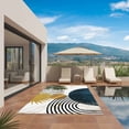 thumbnail image 3 of Boho Middle Century Outdoor Rug for Patio/Deck/Porch, Non-Slip Large Area Rug 3 x 5 Ft, Navy Blue Yellow Abstract Sun Modern Indoor Outdoor Rugs Washable Area Rugs, Camping Rug Carpet Runner, 3 of 8
