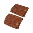 thumbnail image 2 of kurtrusly Retro PU eather Men Fingerless Driving Cycling Gloves Brown Hook Loop L 1Set, 2 of 6