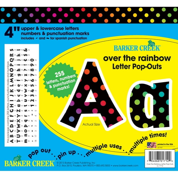 Barker Creek Over the Rainbow 4" Letter Pop-outs - 510 Characters