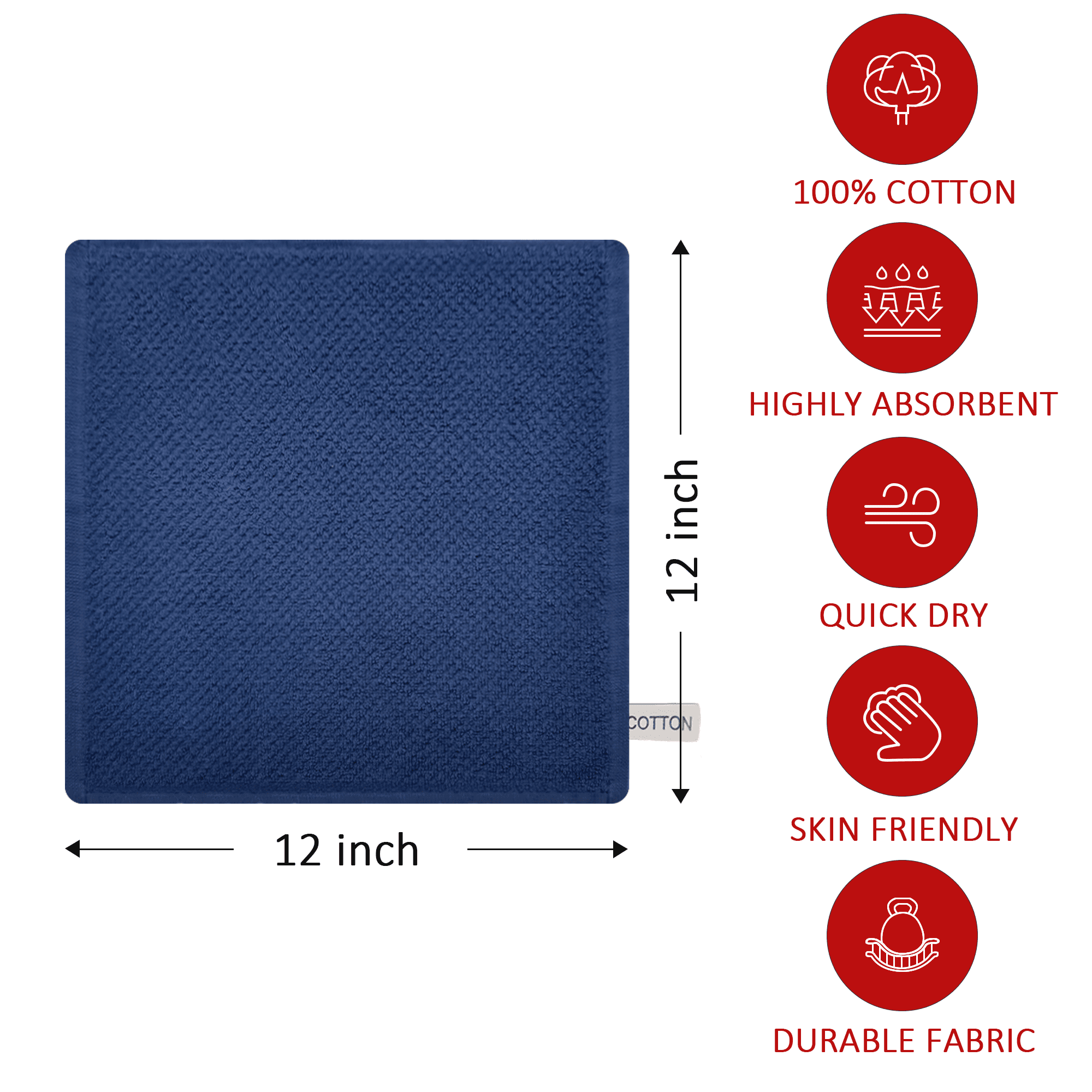 Cotton Dish Cloths, 1-Pack Super Soft Absorbent Dish Rags Washing Dishes  30x3 K4