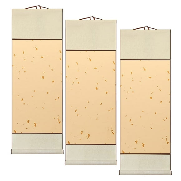 Golden Point Chinese Calligraphy Scroll Set - DIY Art Project Supply for Decorative Wall Hanging - Beige+ Golden Point - 3 PC