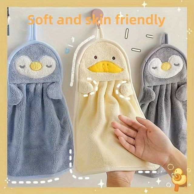 1/3pcs Adorable Cartoon Microfiber Hand Towel - Soft, Absorbent, Quick-Drying, Multifunctional, and Easy to Hang - Modern Bathroom, Kitchen, Living Room, and Toilet Essential