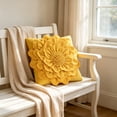 thumbnail image 5 of JWH 3D Yellow Velvet Square Flower Pillow Covers with 3D Peony Floral Applique for Room Decoration 18x18inch, 5 of 9
