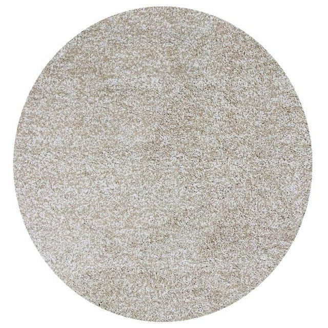 HomeRoots 349769 8 ft. Round Polyester Ivory Heather Area Rug
