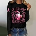 thumbnail image 2 of Womens T Shirts Tops In October We Wear Breast Cancer Awareness Long Sleeve Womens Golf Shirt,Black,L, 2 of 4