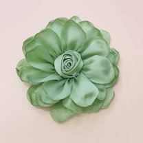 10cm Rose Fabric Flower Accessory Women Versatile Corsage Hair Clip Suit Lapel Clothing Bags DIY Corsage-Light Green