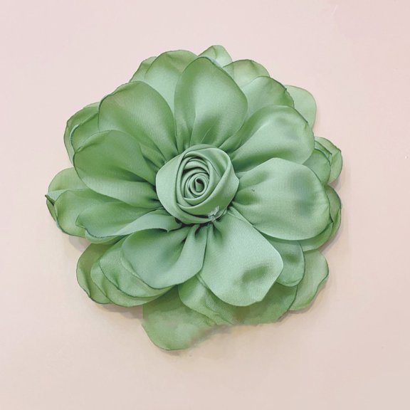 10cm Rose Fabric Flower Accessory Women Versatile Corsage Hair Clip Suit Lapel Clothing Bags DIY Corsage-Light Green