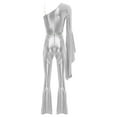 thumbnail image 3 of iiniim Womens 70s Vintage Disco Dance Metallic Shiny One Shoulder Flare Jumpsuits Clubwear Silver XXL, 3 of 7