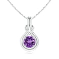 thumbnail image 1 of Angara Collier en Améthyste Naturelle - Pendentif Solitaire Rond en Améthyste de 1,7 ct avec Nœud Infini en Platine pour Femmes, 1 of 8