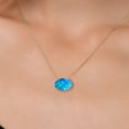 thumbnail image 3 of Gem Stone King 14K Yellow Gold Blue Simulated Opal Pendant Necklace | 1.17 Cttw | Gemstone October Birthstone | Oval Cabochon 11X9MM | Gold Necklace for Women | With 18 inch Gold Chain, 3 of 6