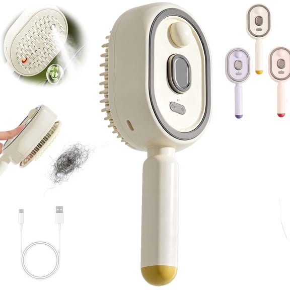 New Electric Steam Hair Brush,Rechargeable Steam Hair Straightener &Detangler, Frizz-Reducing Steam Brush for Short Hair, Nourishing & Anti-Static Hair Tool
