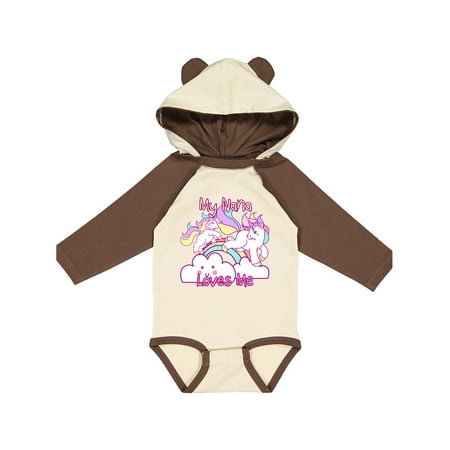 

Inktastic My Nana Loves Me Unicorn Gift Baby Girl Long Sleeve Bodysuit
