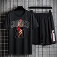 thumbnail image 1 of Slam Dunk-chándal de algodón para hombre, Camiseta con estampado de Anime, pantalones cortos, traje de verano, conjunto de entrenamiento holgado, ropa deportiva de baloncesto, camiseta de gran tamaño, 1 of 4