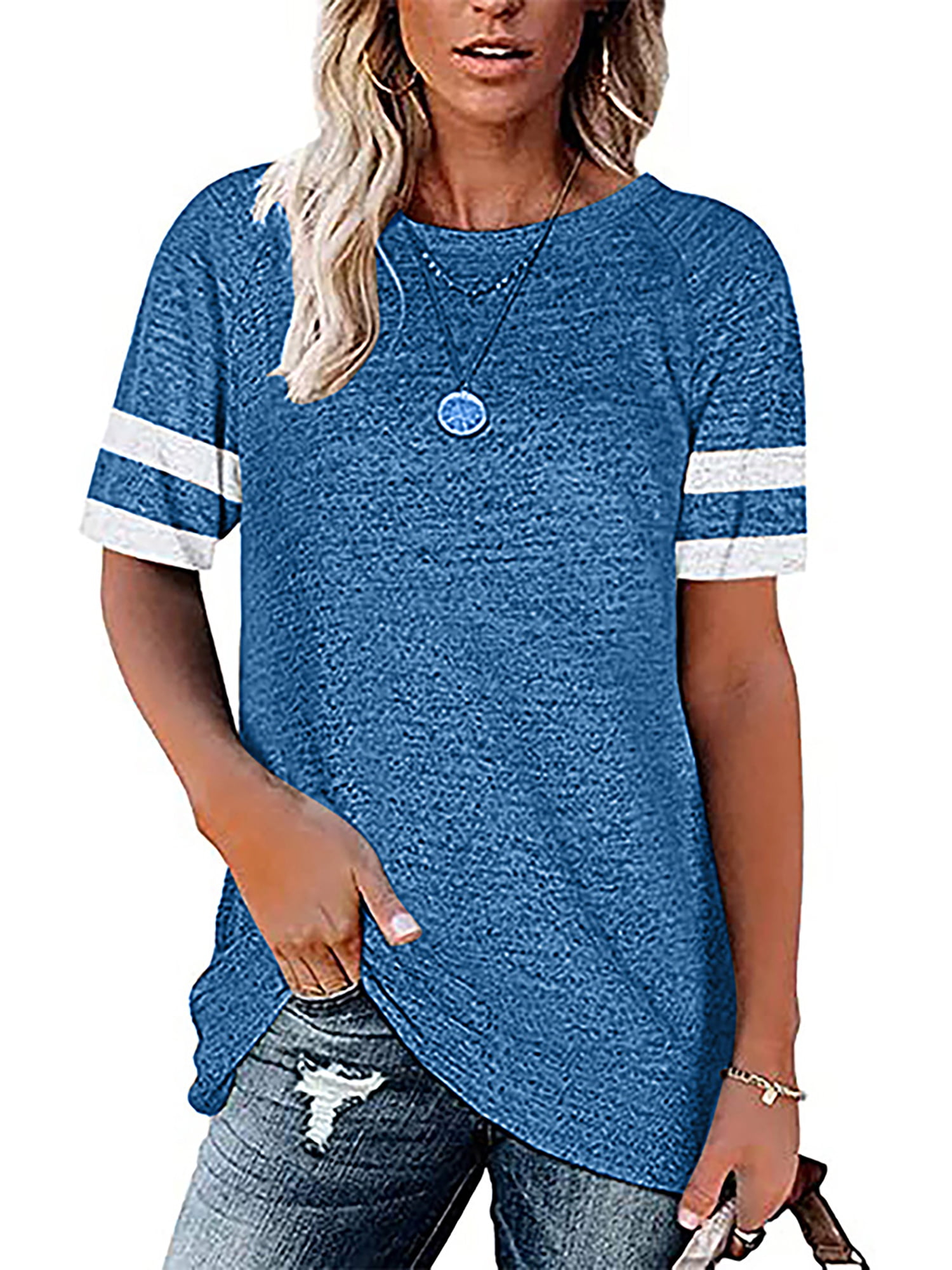 LAINAB Womens Plain Summer Casual Loose Short Sleeve Tunic T-Shirt Tops Sweatshirt