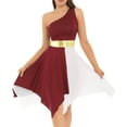 thumbnail image 5 of TiaoBug Womens Liturgical Modern Dance Performance Outfits One Shoulder Sleeveless Dress and Pants Set Burgundy L, 5 of 7