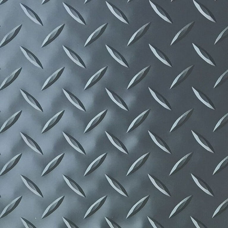 Techtongda Garage PVC Plastic Floor Basement Mat Diamond Plate Surface Rubber 79x197inch, Gray