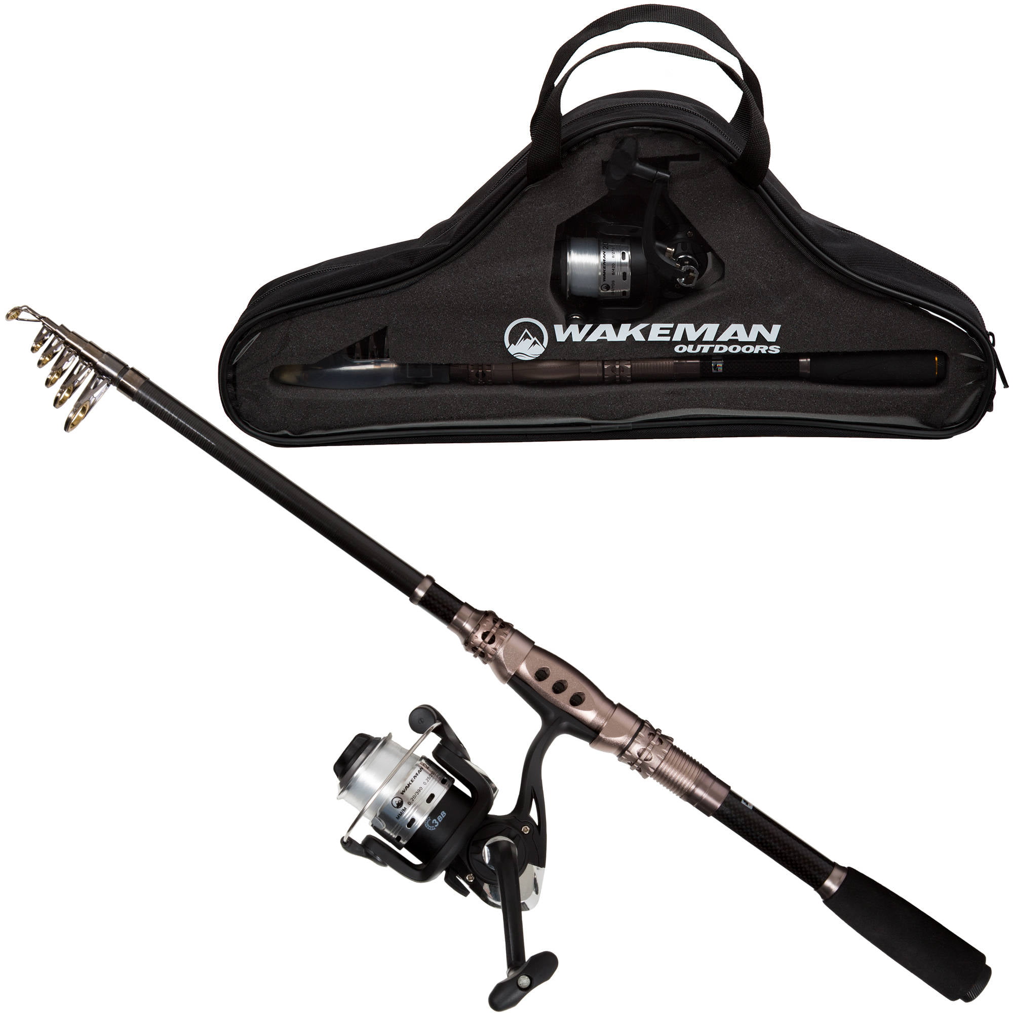 Fly Fishing Combo Kit with Carry Bag Wakeman Charter Series Black Case Set Rods 