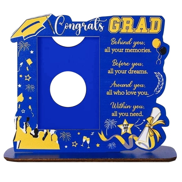Kjfeif Class of 2026 Graduation Picture Frame Fits a 4 x 2.6 Photo Wooden Graduate Small Photo Holder with Blessing Words for Kindergarten Preschool High School Gift