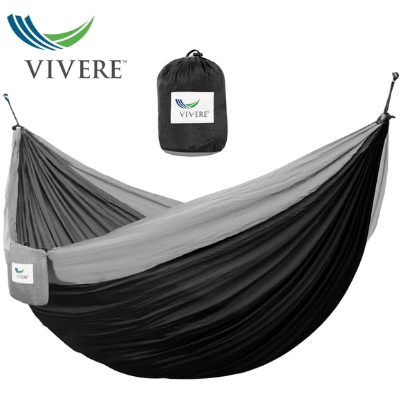 Vivere Nylon Double Parachute Camping Hammock - Black/Grey
