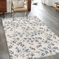 thumbnail image 2 of 3'x5' Rug for Living Room Bedroom, Navy Blue Leaves Washable Area Rugs Non-Slip Carpet Mats, Vintage Summer Botanical Farmhouse Rustic Indoor Low Pile Area Rug Runner for Kitchen, Mudroom, 2 of 8