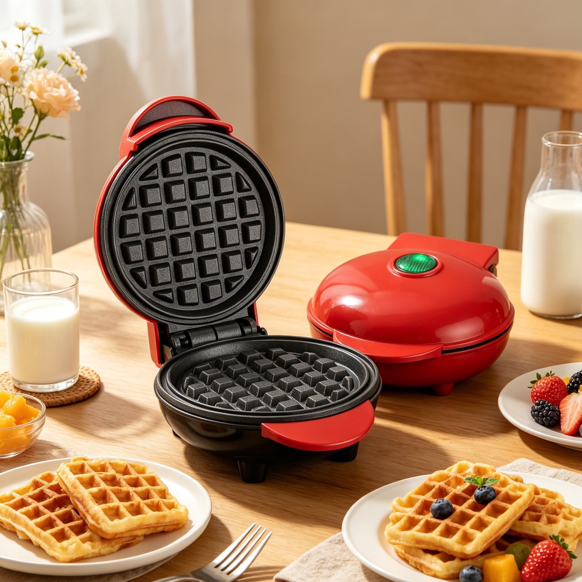 HIFOOD Electric Waffle Iron Nonstick Waffle Maker, Fast Heating for Breakfast, Brunch and Snacks, Easy Clean Kitchen Appliance