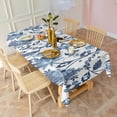 thumbnail image 4 of Blue Floral Leaf Pattern Rectangle Tablecloth 60"x102",Waterproof Polyester Rectangle Table Cloth, Wipeable Spillproof Polyester Tablecloth for Dining, Camping, Indoor and Outdoor, 4 of 6