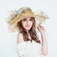 thumbnail image 3 of Yoyauz Women Sun Hat with Mesh Flower Decoration Wide Brim Hat Occasion Event Organza Fancy Church Dress Hat, 3 of 5