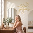 thumbnail image 5 of Hello Gorgeous Gold Metal Wall Art Decor - Elegant Gold Bedroom Decor, Minimalist Wall Art for Bathroom, Living Room, Office & Dining Room, Aesthetic Wall Decor for Teen Girl Room Decoration(Gold), 5 of 7