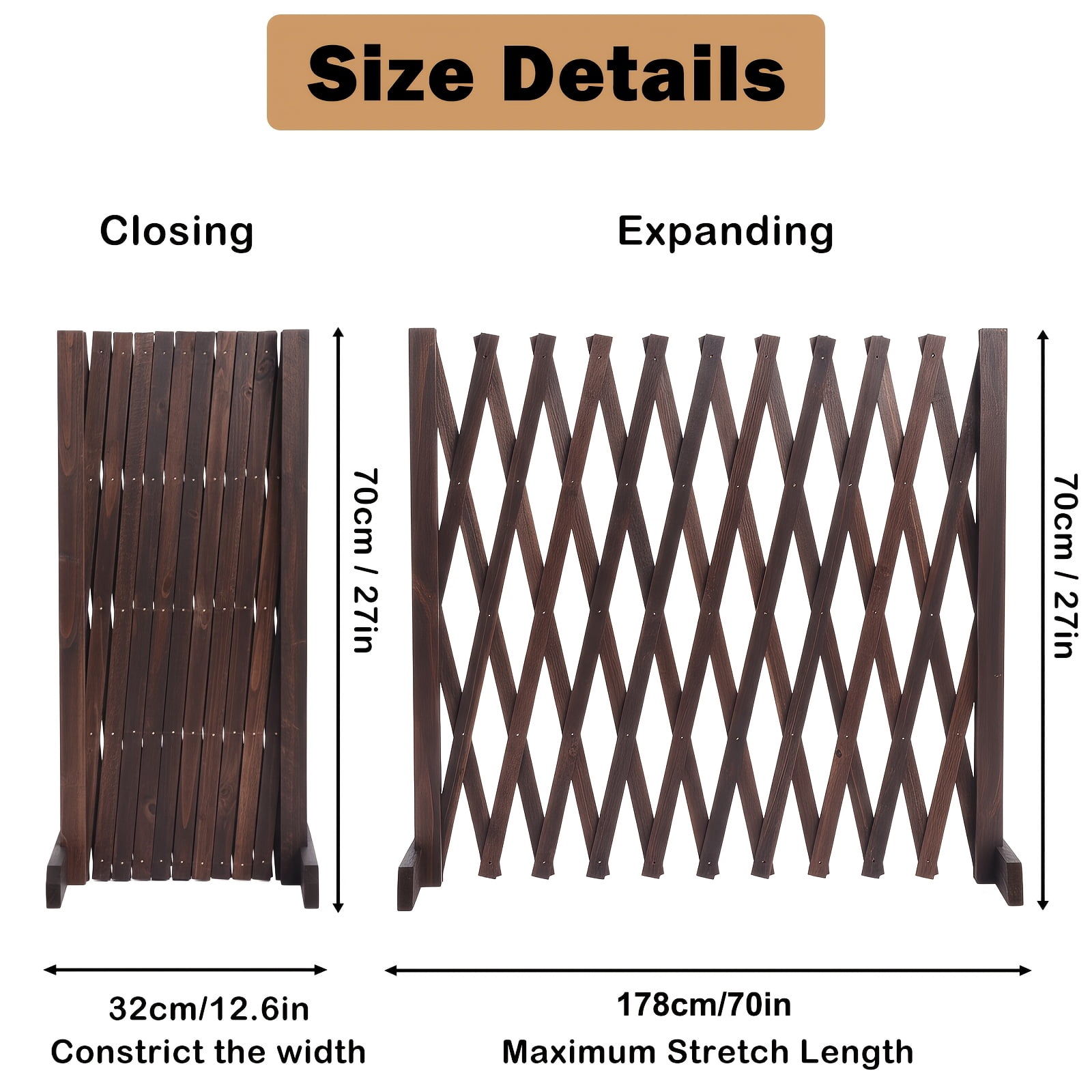 3D Expandable Thickened Wooden Fence, Retractable Safety Pet Gate, Indoor Outdoor Partition Fence for Yard Garden Play Area Holiday Decor