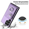 thumbnail image 3 of Wallet Case Compatible for Samsung Galaxy S24 Ultra with Card Holder, Rotation Finger Ring Kickstand Card Slots Case, Classic PU Leather Shockproof Magnetic Button Cover for Galaxy S24 Ultra, Purple, 3 of 7