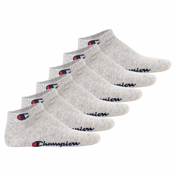 Champion Unisex Socks, 6-Pack - Quarter Socks, Basic, Logo Grey Eu 39-42 (Uk 6-8)