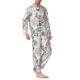 thumbnail image 2 of Naloa Vintage Butterflies Men’s Pajamas Set - Long Sleeve Button Down Sleep Shirt and Pajama Bottoms Sleepwear Set-Medium, 2 of 7