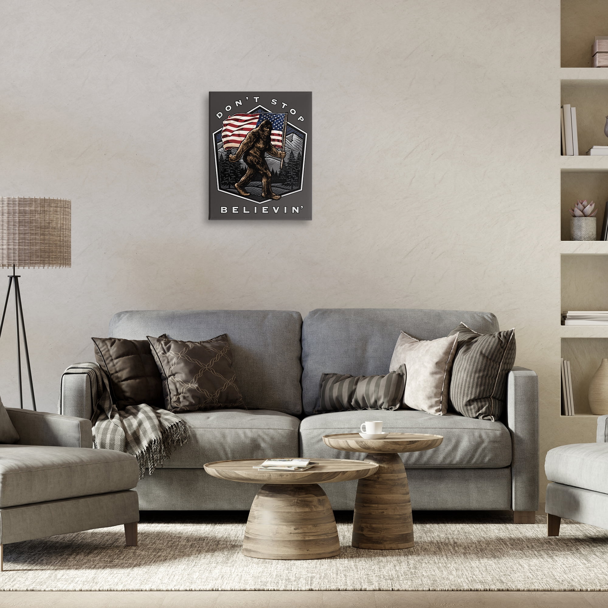 Stupell Industries Don't Stop Believing Novelty Painting Gallery Wrapped Canvas Art Print Wall Art, 16 x 20