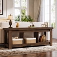 thumbnail image 3 of Tribesigns 63" Solid Wood Console Table with Storage, Long Entryway & Sofa Table for Behind Couch, Farmhouse Hallway Accent for Living Room, 63" TV Console Stand, Natural Finish (1, Dark Brown), 3 of 19