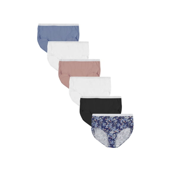 Just My Size Women's Assorted Cotton Brief Underwear, 6-Pack